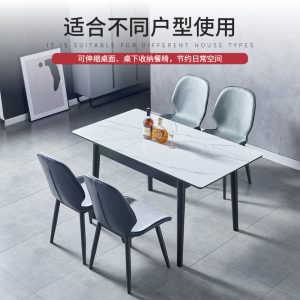 Bán buôn Ý tấm đá kết hợp bàn ăn kính và ghế gia đình hộ gia đình gấp bàn ăn tối giản hiện đại bàn ăn sang trọng ánh sáng - Hình 4