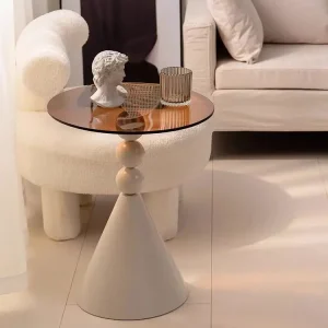 Bàn cà phê Bàn tròn nhỏ Ghế sofa phòng khách sang trọng Bàn bên Nội thất gia đình Bàn trung tâm Bàn dịch vụ Thiết kế kính Tabl
