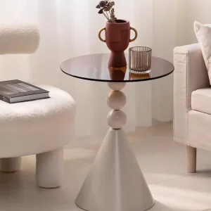 Bàn cà phê Bàn tròn nhỏ Ghế sofa phòng khách sang trọng Bàn bên Nội thất gia đình Bàn trung tâm Bàn dịch vụ Thiết kế kính Tabl - Hình 4