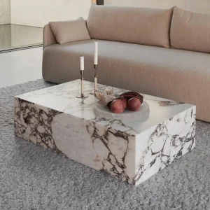 Bàn cà phê bằng đá cẩm thạch tự nhiên theo yêu cầu, Mẫu biệt thự phòng khách nghệ thuật Bàn trà mặt vuông bằng đá sang trọng - Hình 2
