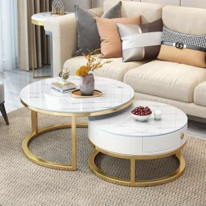 Bàn cà phê kính cường lực có ngăn kéo cho phòng khách Bàn cafe 2 trong 1 Bàn trung tâm lắp ráp