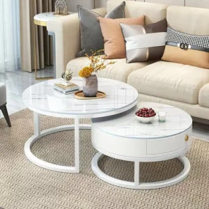 Bàn cà phê kính cường lực có ngăn kéo cho phòng khách Bàn cafe 2 trong 1 Bàn trung tâm lắp ráp - Hình 4