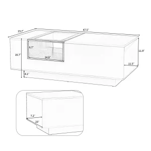 Bàn cà phê LED có kệ trưng bày mở Bàn trung tâm hiện đại Nội thất tạo điểm nhấn cho phòng khách Trắng/Đen - Hình 2