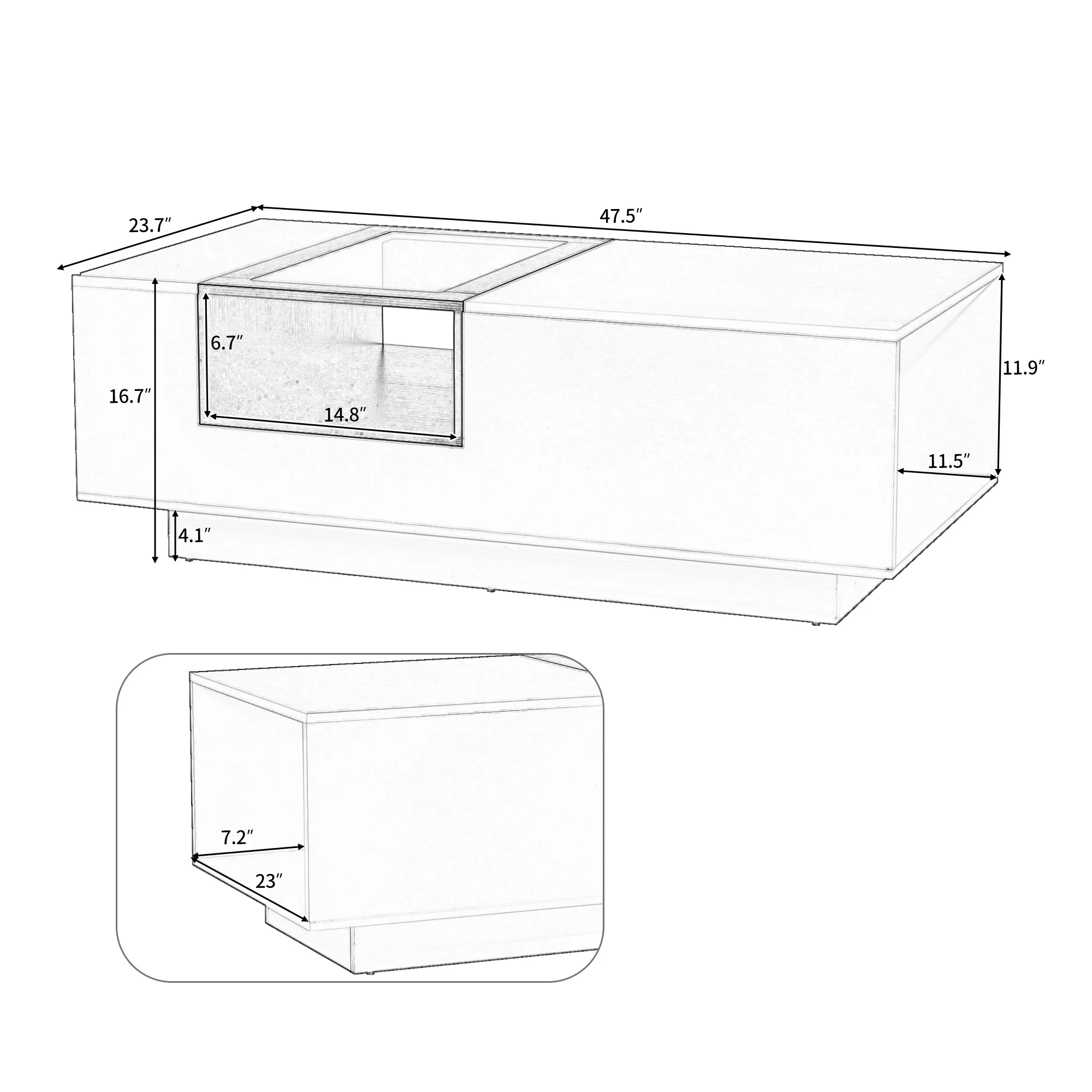 Bàn cà phê LED có kệ trưng bày mở Bàn trung tâm hiện đại Nội thất tạo điểm nhấn cho phòng khách Trắng/Đen - Hình 2 Bàn cà phê LED có kệ trưng bày mở Bàn trung tâm hiện đại Nội thất tạo điểm nhấn cho phòng khách Trắng/Đen - Hình 2