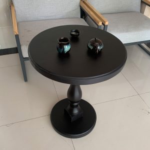 Bàn cà phê tròn Bàn ăn kiểu Mỹ Bàn ghế đàm phán bằng gỗ nguyên khối 80 ban công Bàn cà phê màu đen kiểu Pháp cổ điển Bàn tròn nhỏ - Hình 2