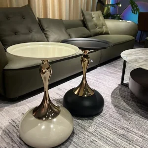 Bàn Cà Phê Tròn Độc Đáo Nhỏ Cho Ghế Sofa Góc Bàn Cà Phê Tròn Bằng Kim Loại Cách Nhiệt Mặt Đen Bàn Basse Nội Thất Gia Đình