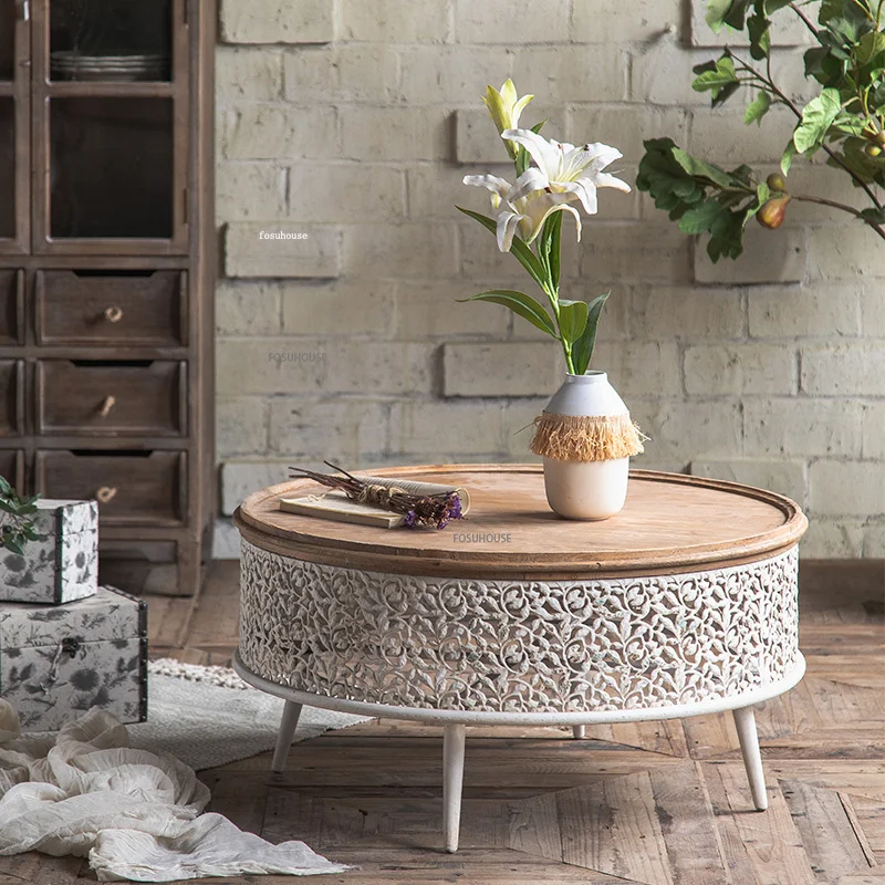 Bàn Cà Phê Tròn Gỗ Chắc Chắn Hiện Đại Cho Phòng Khách Retro Bàn Bên Sang Trọng Sáng Tạo Thiết Kế Nhà Phòng Khách Bàn Trung Tâm - Hình 3 Bàn Cà Phê Tròn Gỗ Chắc Chắn Hiện Đại Cho Phòng Khách Retro Bàn Bên Sang Trọng Sáng Tạo Thiết Kế Nhà Phòng Khách Bàn Trung Tâm - Hình 3