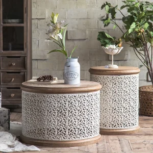 Bàn Cà Phê Tròn Gỗ Chắc Chắn Hiện Đại Cho Phòng Khách Retro Bàn Bên Sang Trọng Sáng Tạo Thiết Kế Nhà Phòng Khách Bàn Trung Tâm