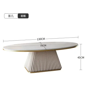 Bàn cà phê tròn Phòng khách Đá cẩm thạch Bộ hiện đại Bàn cà phê kim loại Thiết kế vàng trắng Khách sạn Mesa Centro Hom Nội thất - Hình 4