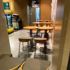 Bàn cafe quán trà sữa ghế ăn cửa hàng tráng miệng phục vụ dựa vào tường gỗ cứng ghế sofa nhà hàng tây Bàn ghế - Hình 4