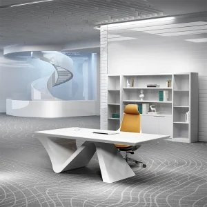 Bàn CEO Boss L Shape có ngăn kéo Nội thất văn phòng sang trọng màu trắng Giám đốc Nhà hiện đại công nghệ cao Bàn làm việc văn phòng điều hành - Hình 4