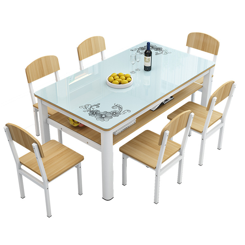 Bàn chữ nhật 2 lớp gia đình kính cường lực kết hợp bàn ghế ăn 4 người 6 người bàn ăn gia đình bàn nhỏ - Hình 3 Bàn chữ nhật 2 lớp gia đình kính cường lực kết hợp bàn ghế ăn 4 người 6 người bàn ăn gia đình bàn nhỏ - Hình 3