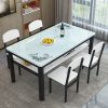 Bàn chữ nhật 2 lớp gia đình kính cường lực kết hợp bàn ghế ăn 4 người 6 người bàn ăn gia đình bàn nhỏ - Hình 4