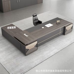 Bàn chủ tịch sang trọng, bàn giám đốc chân sắt, bàn giám đốc cao cấp, bàn làm việc chữ L - Hình 2