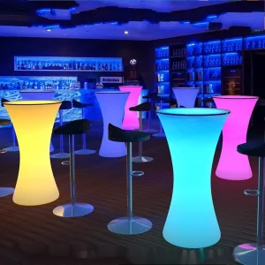 Bàn cocktail LED 110cm – Bàn bar nhựa chiếu sáng độc đáo cho quán cà phê và sự kiện
