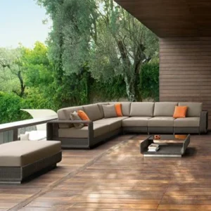 Ban Công Ghế Mây Sofa Bàn Cà Phê, Quán Cà Phê Ngoài Trời, Sân Sân Thượng Tròn, Đồ Nội Thất Mây Ngoài Trời, Giả Mây Sofa - Hình 2