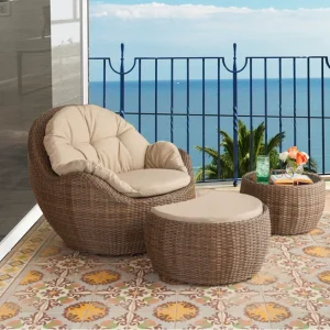 Ban Công Ghế Sofa Nhỏ Sân Vườn Giải Trí, Đồ Nội Thất B&B, Mẫu Phòng Ghế Mây Ba Bộ, Ghế Sofa Mây Lười