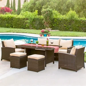 Ban Công Mây Sofa Phòng Mẫu Khách Sạn, Sân Sân Thượng, Sofa Góc Bàn Cà Phê Ngoài Trời, Sofa Giả Mây - Hình 3
