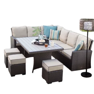 Ban Công Mây Sofa Phòng Mẫu Khách Sạn, Sân Sân Thượng, Sofa Góc Bàn Cà Phê Ngoài Trời, Sofa Giả Mây - Hình 5