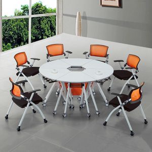 Bàn đào tạo tròn lục giác bàn ghế thông minh gấp bàn đào tạo nối bàn hội nghị bàn làm việc