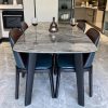 Bàn ghế ăn bằng đá phiến kết hợp hình chữ nhật hiện đại tối giản đá cẩm thạch Bắc Âu nhẹ nhàng gỗ rắn sang trọng bàn ăn cho căn hộ chung cư nhỏ