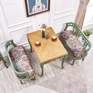 Bàn ghế ăn bằng gỗ đặc cao cấp của Mỹ Khách sạn Bàn cà phê hình chữ nhật Light Sang trọng Ghế đôi Ghế Sofa Nhà máy Bán buôn