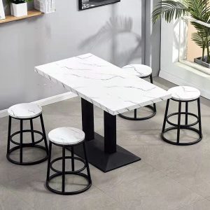 Bàn ghế ăn bằng sắt rèn đơn giản quầy bar bán đồ ăn nhanh khách sạn Bàn hình chữ nhật trà sữa cà phê cửa hàng tráng miệng nhà hàng phương Tây Trung Quốc