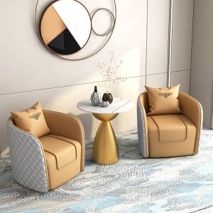 Bàn ghế ăn cafe da phong cách châu Âu Sofa đơn VIP một Bàn bốn ghế nhà hàng khách sạn ghế - Hình 2