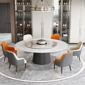 Bàn ghế ăn đá phiến 12/10/20 người bàn ăn tròn bàn xoay điện gia đình bàn ăn khách sạn đá cẩm thạch bàn tròn lớn