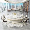 Bàn ghế ăn đá phiến khách sạn biệt thự Bàn tròn lớn có bàn xoay điện Bếp điện từ 20 người Bàn ăn gia đình lẩu