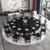 Bàn ghế ăn điện khách sạn bằng gỗ nguyên khối dành cho 20 người hộp khách sạn kiểu Trung Quốc mới với bàn tròn lớn xoay tự động nhà câu lạc bộ homestay - Hình 2