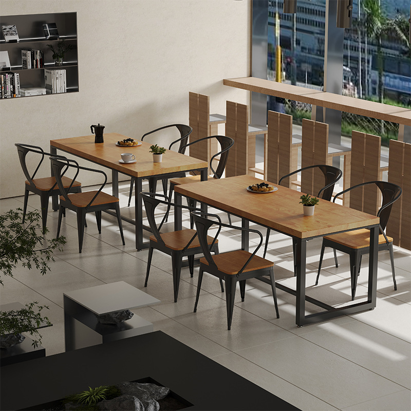 Bàn ghế ăn gỗ nguyên khối nhà hàng phong cách công nghiệp cà phê quán trà sữa bình thường đàm phán Bàn ghế ăn uống quầy bar Bàn vuông - Hình 4 Bàn ghế ăn gỗ nguyên khối nhà hàng phong cách công nghiệp cà phê quán trà sữa bình thường đàm phán Bàn ghế ăn uống quầy bar Bàn vuông - Hình 4