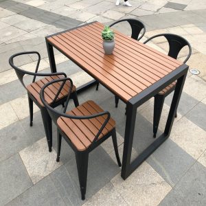 Bàn ghế ăn gỗ nhựa ngoài trời kiểu Mỹ cafe sân vườn giải trí ăn tối nhiều người quán trà sữa Bàn sắt rèn ngoài trời - Hình 3