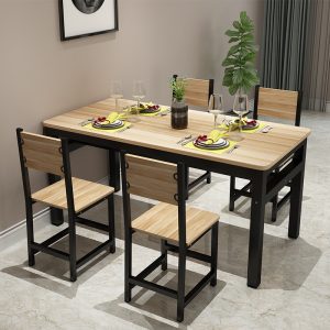 Bàn ghế ăn hình chữ nhật kết hợp nhà gia đình 4 người 6 nhà hàng ăn vặt căng tin ăn sáng nhà hàng thức ăn nhanh bàn ghế đơn giản - Hình 2
