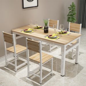 Bàn ghế ăn hình chữ nhật kết hợp nhà gia đình 4 người 6 nhà hàng ăn vặt căng tin ăn sáng nhà hàng thức ăn nhanh bàn ghế đơn giản - Hình 3