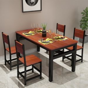 Bàn ghế ăn hình chữ nhật kết hợp nhà gia đình 4 người 6 nhà hàng ăn vặt căng tin ăn sáng nhà hàng thức ăn nhanh bàn ghế đơn giản - Hình 4