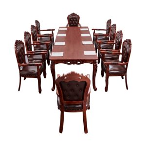 Bàn ghế ăn theo phong cách châu Âu của Trung Hoa Dân Quốc gỗ đặc hình chữ nhật dài 2 đến 3 mét 10 người bán buôn bàn cửa hàng vật lý