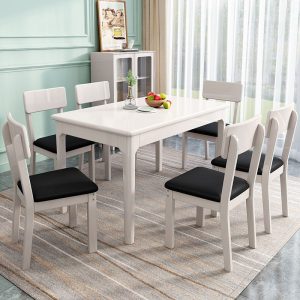 bàn ghế ăn toàn bộ bằng gỗ kiểu Bắc Âu gia đình 6 người hiện đại hộ gia đình bàn ăn hình chữ nhật bằng gỗ - Hình 4