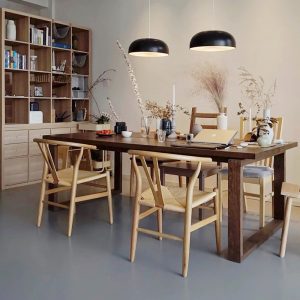 Bàn ghế Bắc Âu Bàn ăn gỗ đặc giường và Bàn cà phê ăn sáng Mobien home Bàn ăn nhiều người và ghế phòng nhỏ Bàn ăn gỗ tần bì