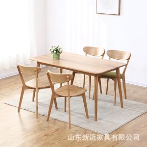 Bàn ghế Bắc Âu Bàn ăn gỗ đặc gỗ sồi chân phẳng Bàn ăn hiện đại đồ nội thất phòng ăn gỗ đặc Bàn ăn và ghế
