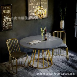 Bàn ghế Bắc Âu Bàn Ăn Tròn Bàn Nhà phòng nhỏ Bàn Ăn Sắt Rèn Bàn Đàm Phán C348 - Hình 2