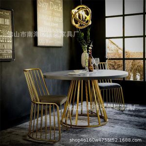 Bàn ghế Bắc Âu Bàn Ăn Tròn Bàn Nhà phòng nhỏ Bàn Ăn Sắt Rèn Bàn Đàm Phán C348 - Hình 3
