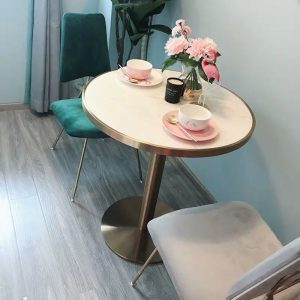 Bàn ghế Bắc Âu Bàn tròn nhỏ Bàn đàm phán sắt rèn đá cẩm thạch Bàn ghế quán cà phê quán trà sữa hiện đại Bàn phụ Bàn cà phê