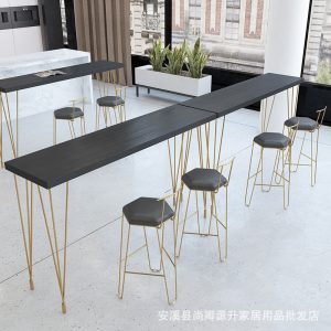 Bàn ghế Bắc Âu Cửa Hàng Món Tráng Miệng Cafe Quầy Bar Bàn Ghế gia đình Đơn Giản Hiện Đại Cao Sắt Rèn Gỗ Chắc Chắn Bàn Ghế Dựa Vào Tường - Hình 4