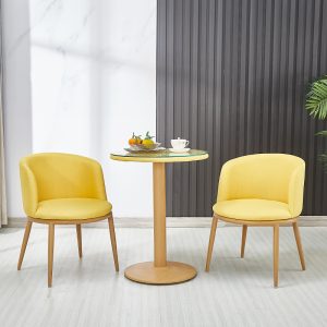 Bàn ghế Bắc Âu đàm phán Bàn ăn và ghế giả gỗ nguyên khối hiện đại ban công phòng nhỏ giải trí sáng tạo ghế quán trà sữa - Hình 2