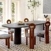 Bàn ghế Bắc Âu Đen Đơn Giản Gỗ Chắc Chắn Bàn Ăn gia đình Nhỏ Khúc Gỗ Bàn Ăn Wabi Sabi Phong Cách Bàn Đàm Phán Bàn
