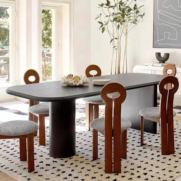 Bàn ghế Bắc Âu Đen Đơn Giản Gỗ Chắc Chắn Bàn Ăn gia đình Nhỏ Khúc Gỗ Bàn Ăn Wabi Sabi Phong Cách Bàn Đàm Phán Bàn Bàn ghế Bắc Âu Đen Đơn Giản Gỗ Chắc Chắn Bàn Ăn gia đình Nhỏ Khúc Gỗ Bàn Ăn Wabi Sabi Phong Cách Bàn Đàm Phán Bàn