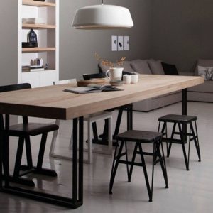 Bàn ghế Bắc Âu đơn giản Bàn ăn gỗ đặc phong cách cổ điển sắt rèn nhà hàng khách sạn cafe Bàn hình chữ nhật làm bằng gỗ cũ Bàn dài - Hình 2