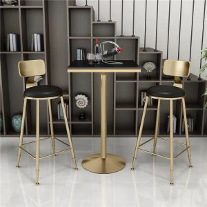 Bàn ghế Bắc Âu Đơn Giản Đá Cẩm Thạch Thanh Bàn Cà Phê Sắt Rèn Tròn Bàn Ghế Nhà Phòng Khách Giải Trí Ghế Cao - Hình 2