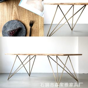 Bàn ghế Bắc Âu Đơn Giản Gỗ Chắc Chắn Bàn Ăn Sáng Tạo Đồng Hồ Nam Sắt Nhà Bàn Làm Việc Giải Trí Nhà Hàng Cafe Bàn Ghế - Hình 2